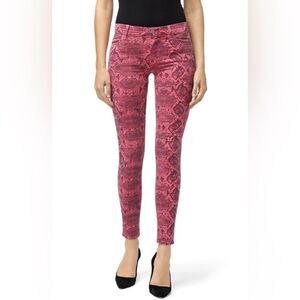 J Brand 620 Mid Rise Super Skinny Neon Pink Boa Print Size 26